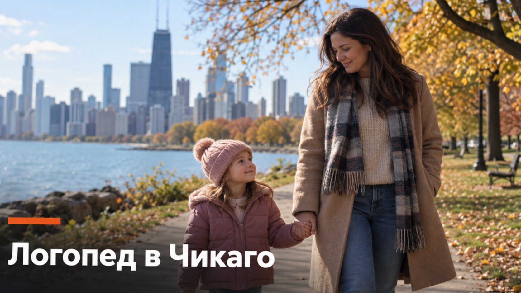Русскоязычный логопед в Чикаго: мама с дочкой гуляют в парке