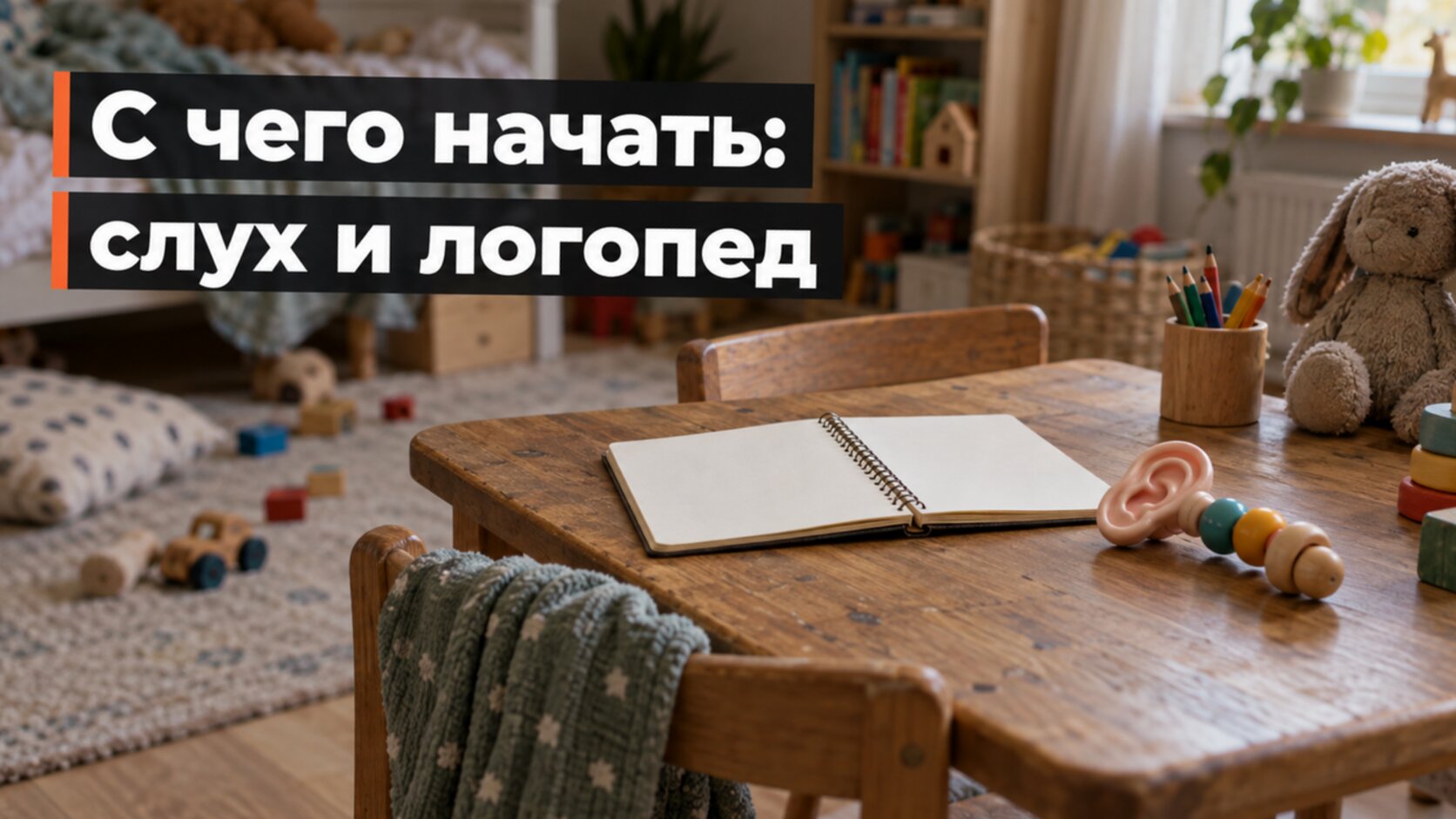 Детская комната и блокнот со списком: с чего начать при задержке речи у двуязычного ребёнка