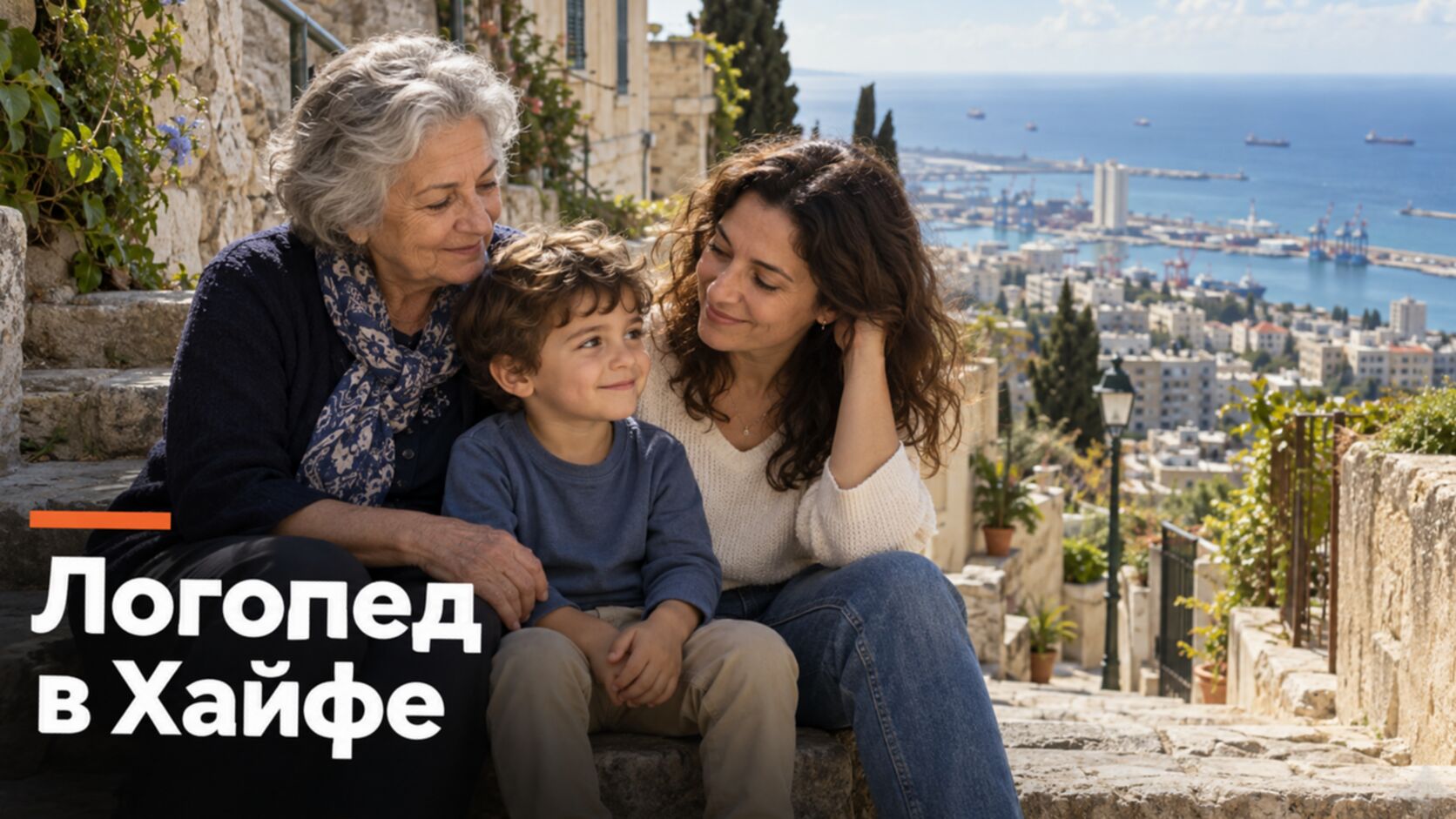 Русскоязычный логопед в Хайфе: три поколения на лестнице над бухтой