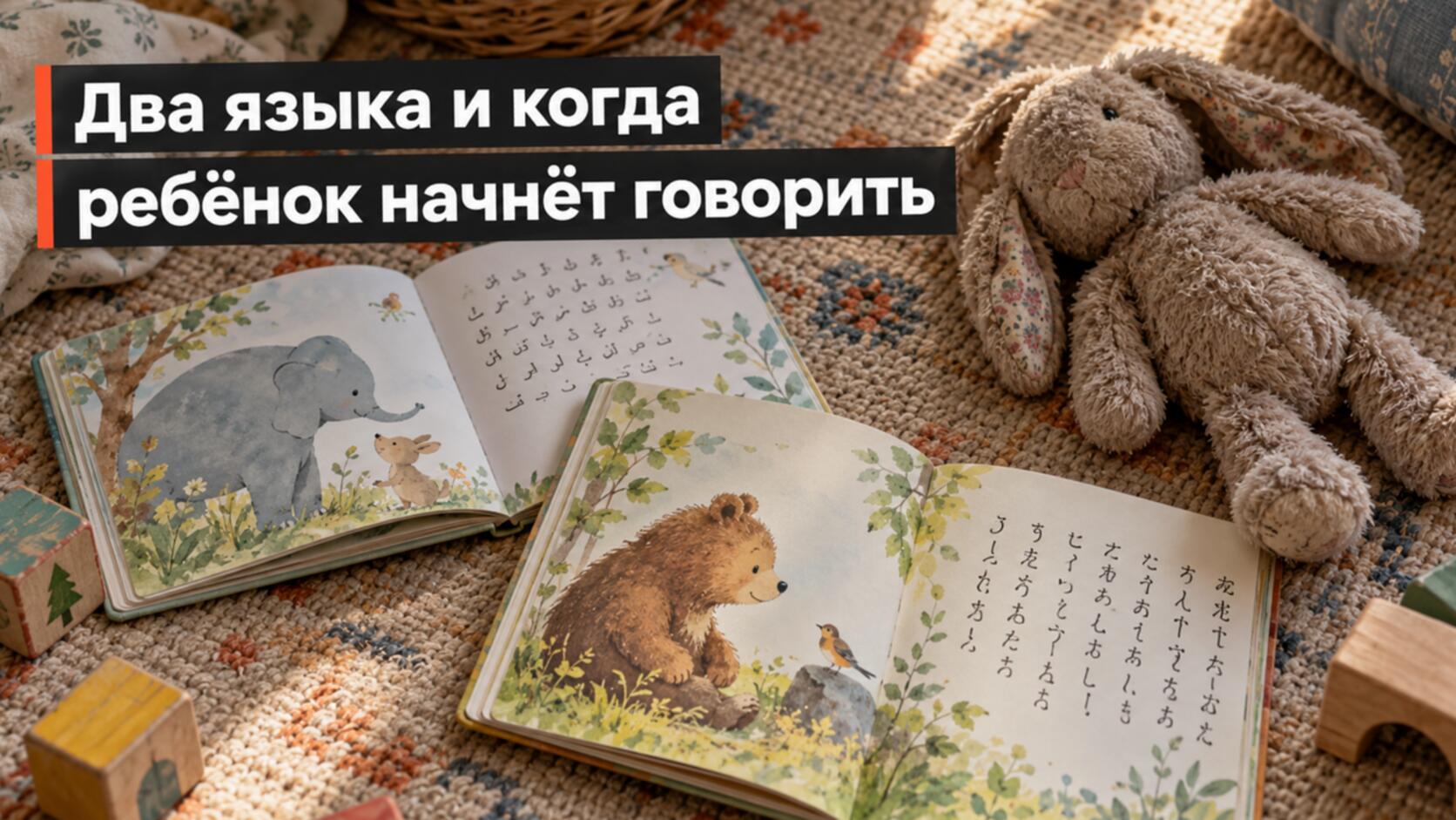 Двуязычная семья: детские книжки на двух языках и мягкий зайчик
