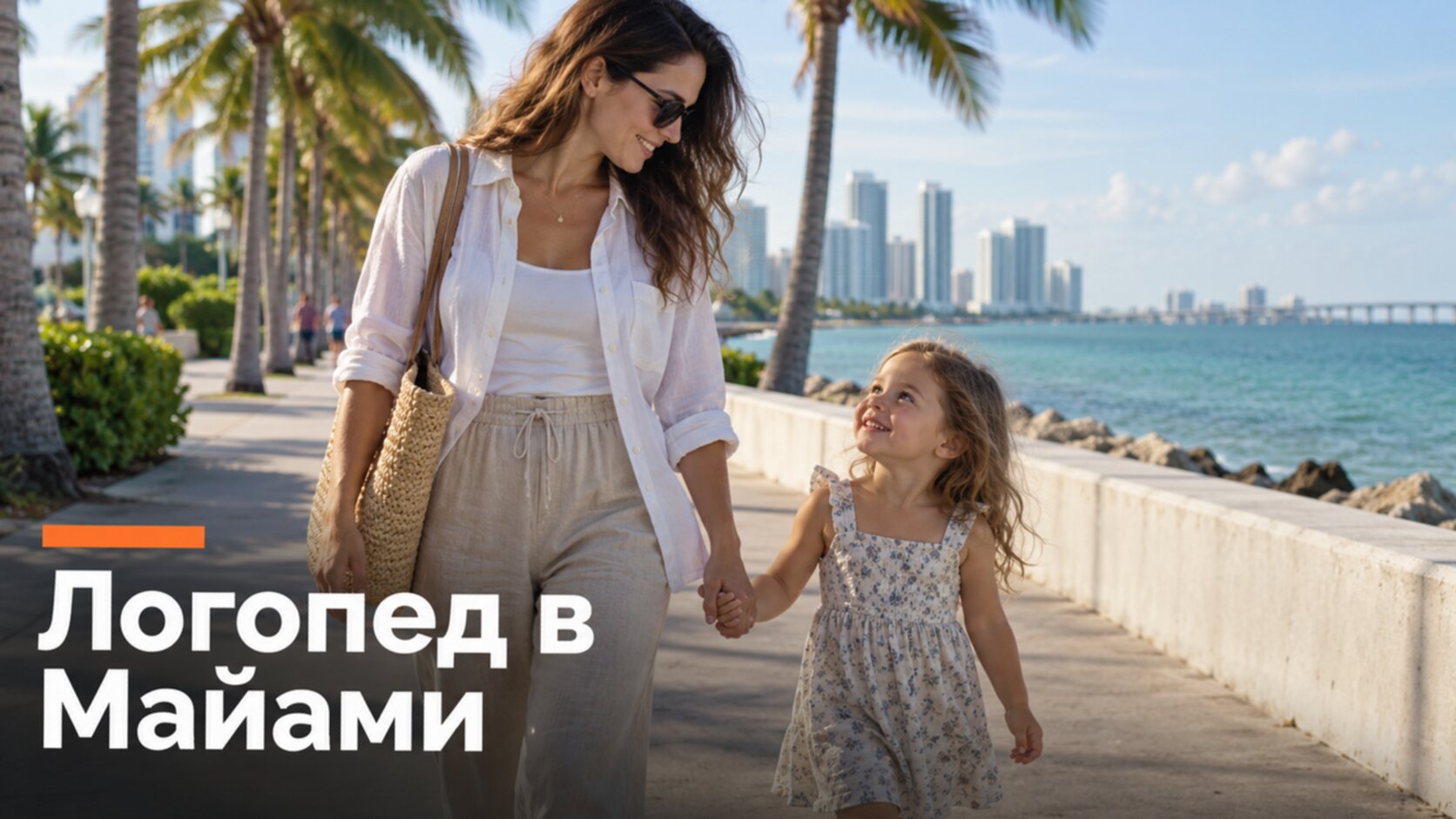 Русскоязычный логопед в Майами: мама с дочкой на набережной