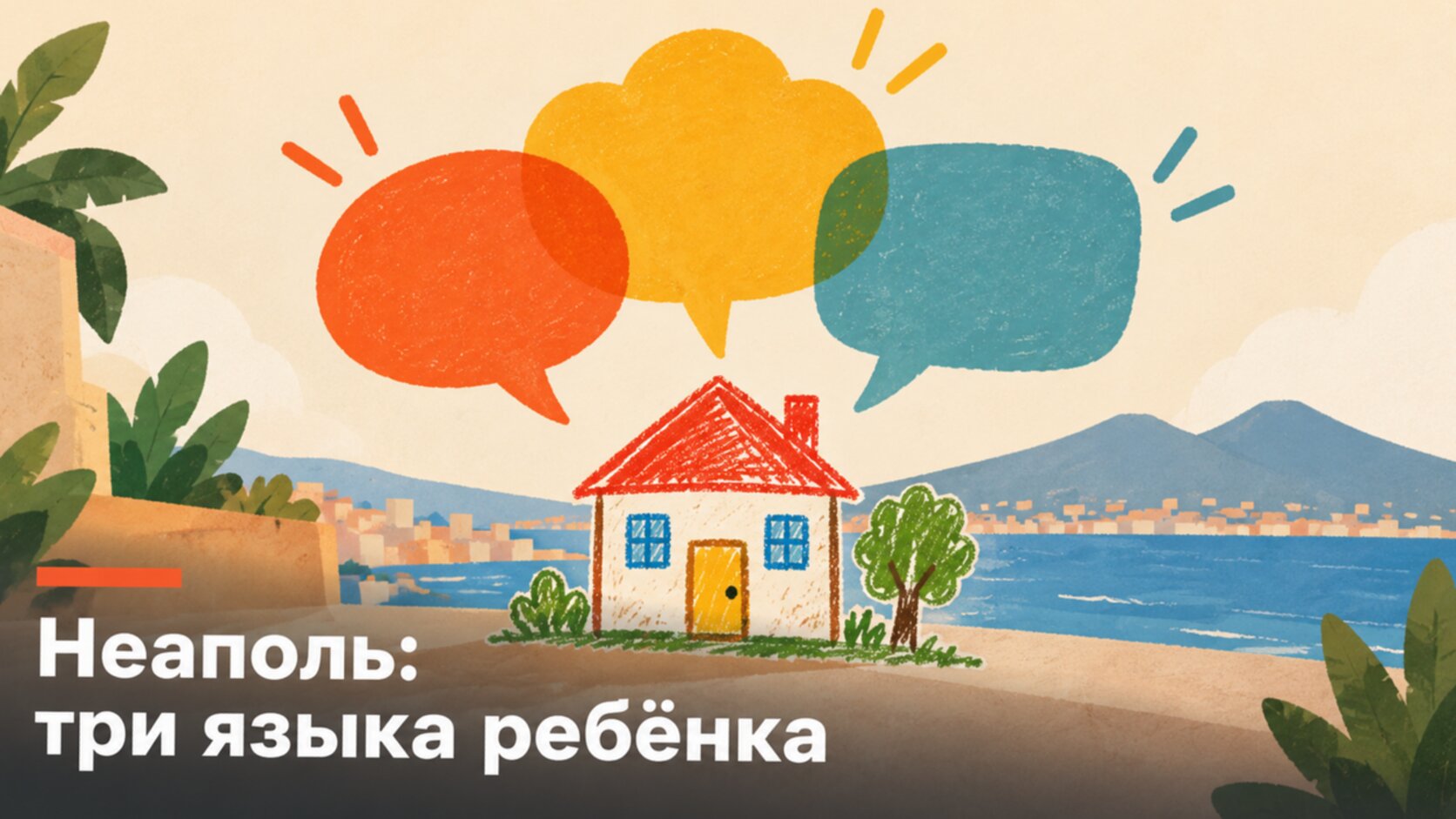 Три речевых облачка над детским рисунком