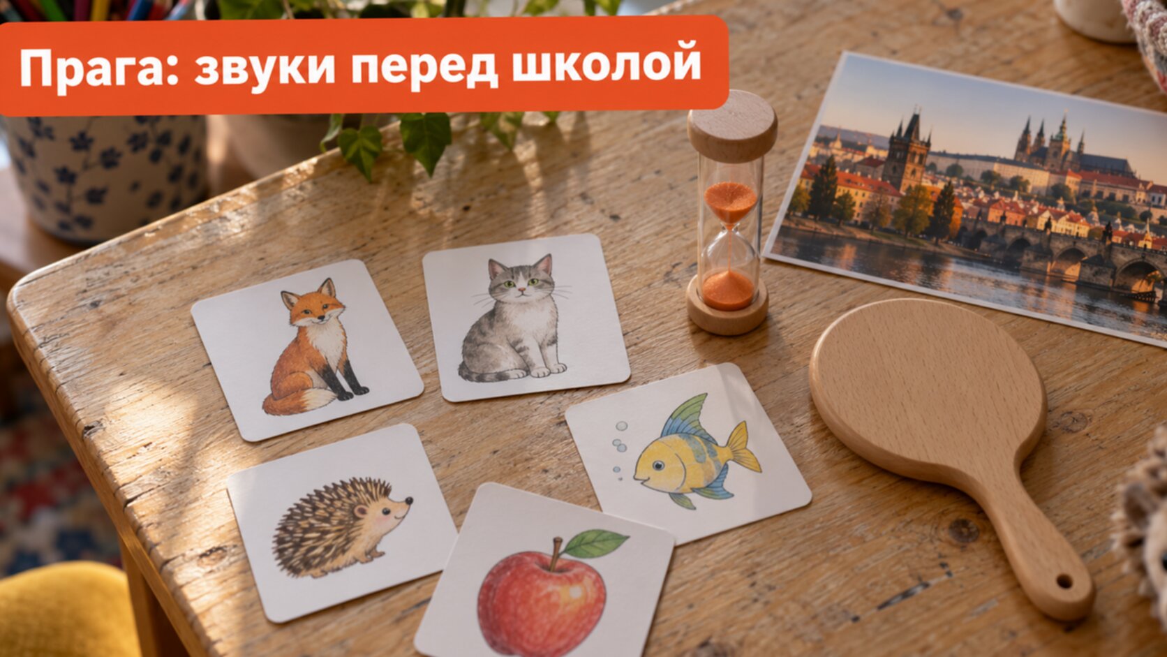 Картинки, зеркальце и песочные часы для занятий по звукам