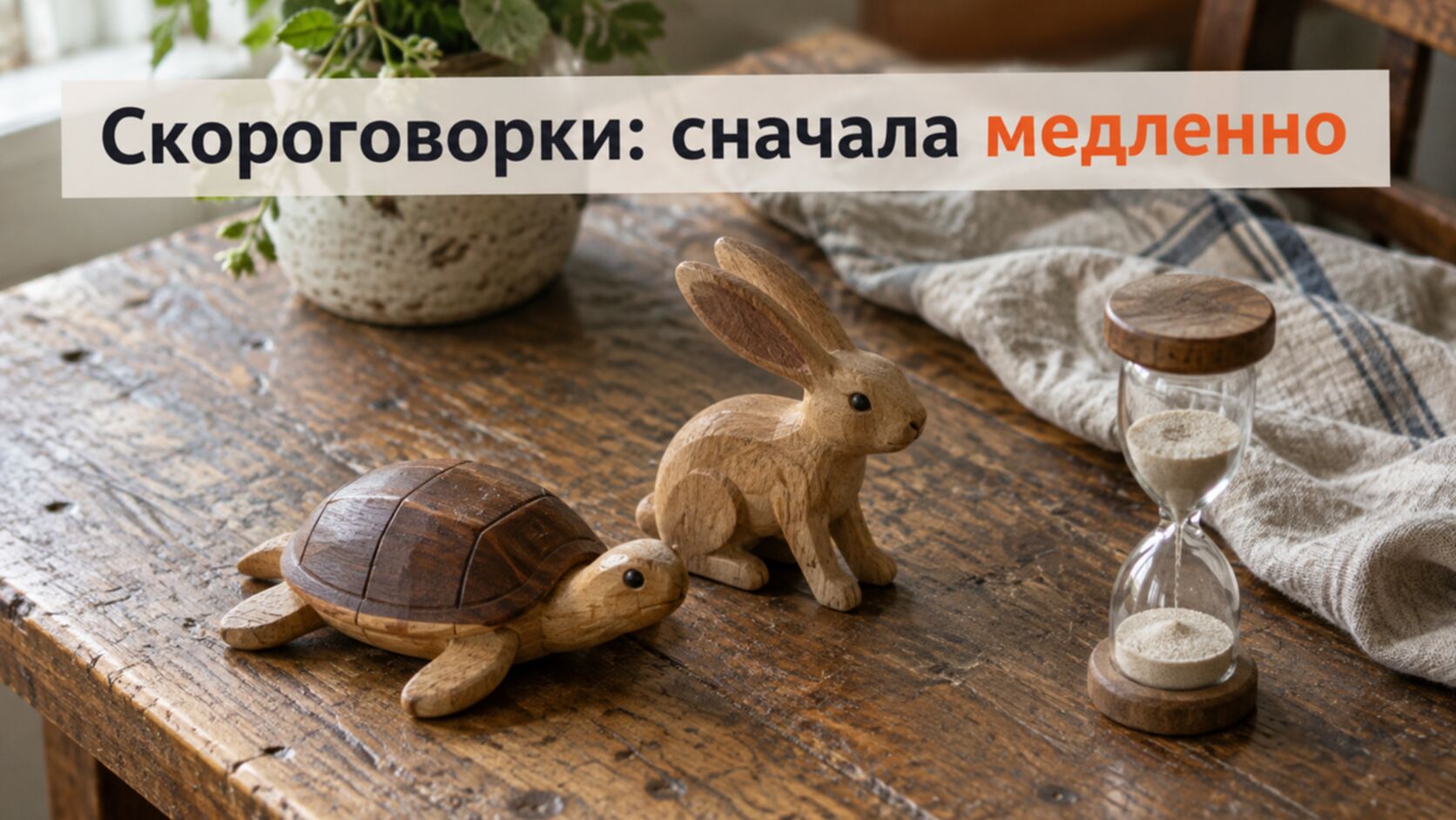 Игрушечные черепаха и заяц: темп скороговорки
