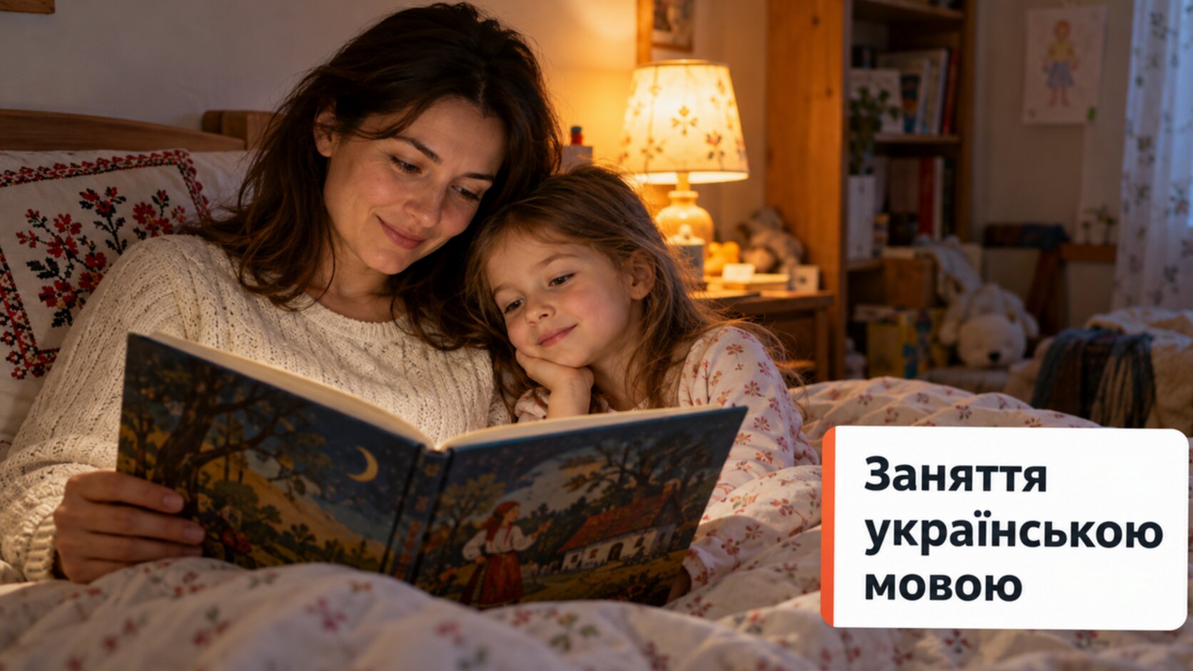 Украиноязычный логопед онлайн: мама читает дочке украинскую сказку на ночь