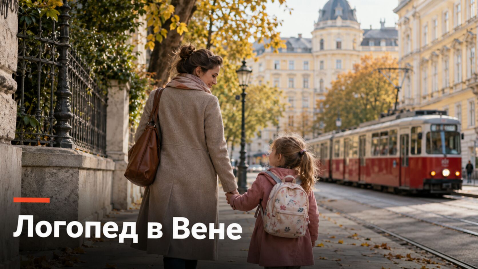 Русскоязычный логопед в Вене: мама с дочкой по дороге в детский сад