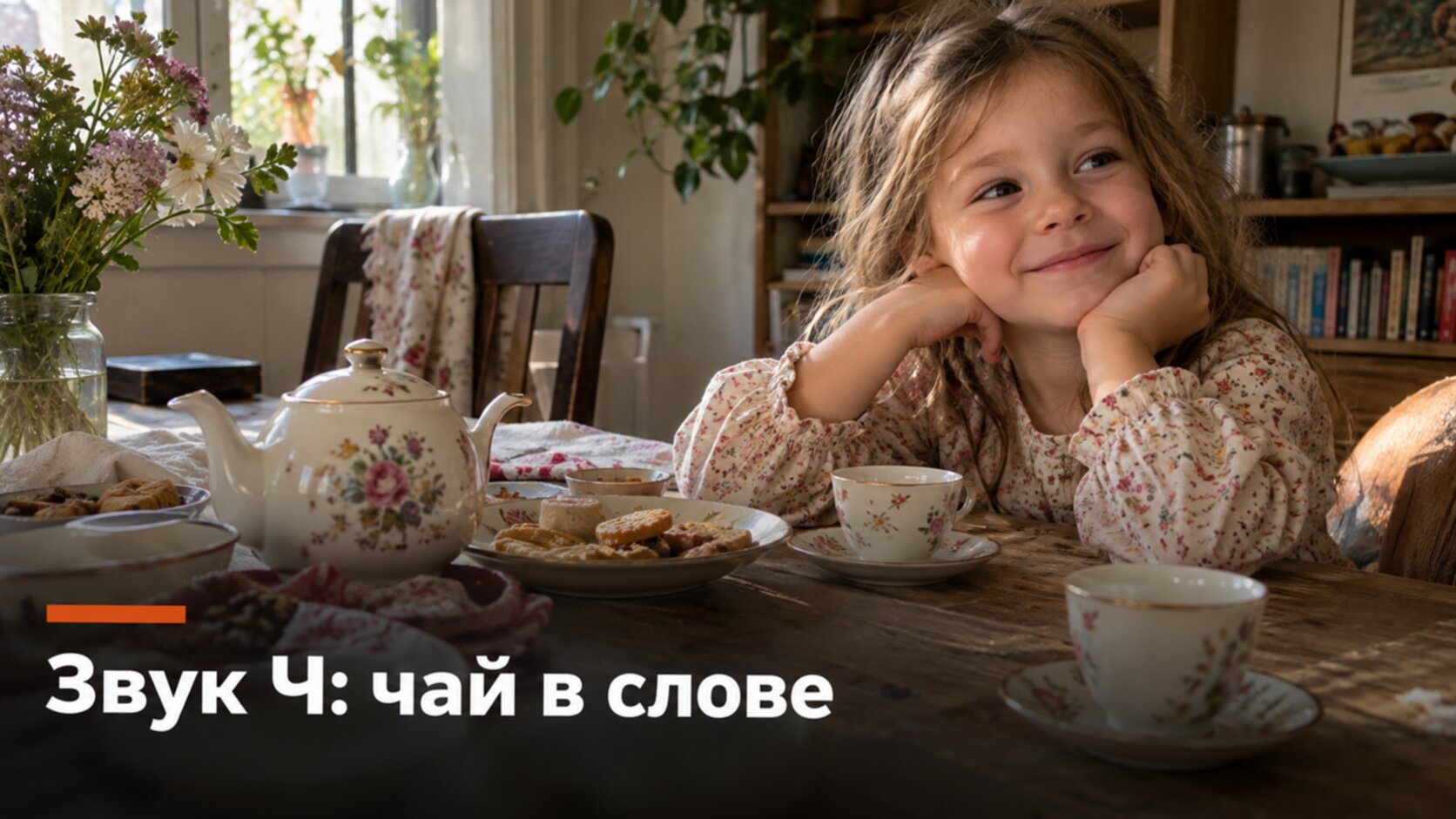 Как поставить звук Ч: девочка с чайником и чашками