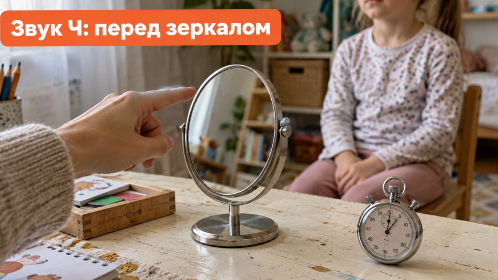 Как поставить звук Ч: зеркало и секундомер
