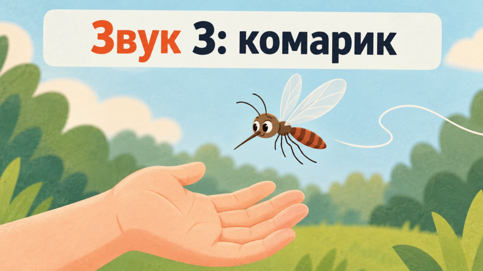 Рисунок комарика над детской ладонью: игра «Комарик» для звука З